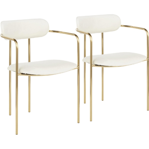 Demi Dining Chair in Cream Velvet & Gold Metal (Set of 2)